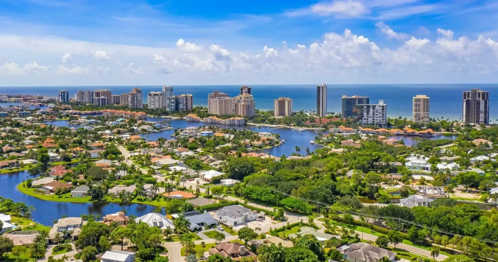 Naples waterfront homes and docks